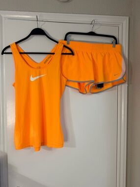 Nike Women's Bright Orange Tank Top & Running Shorts Set